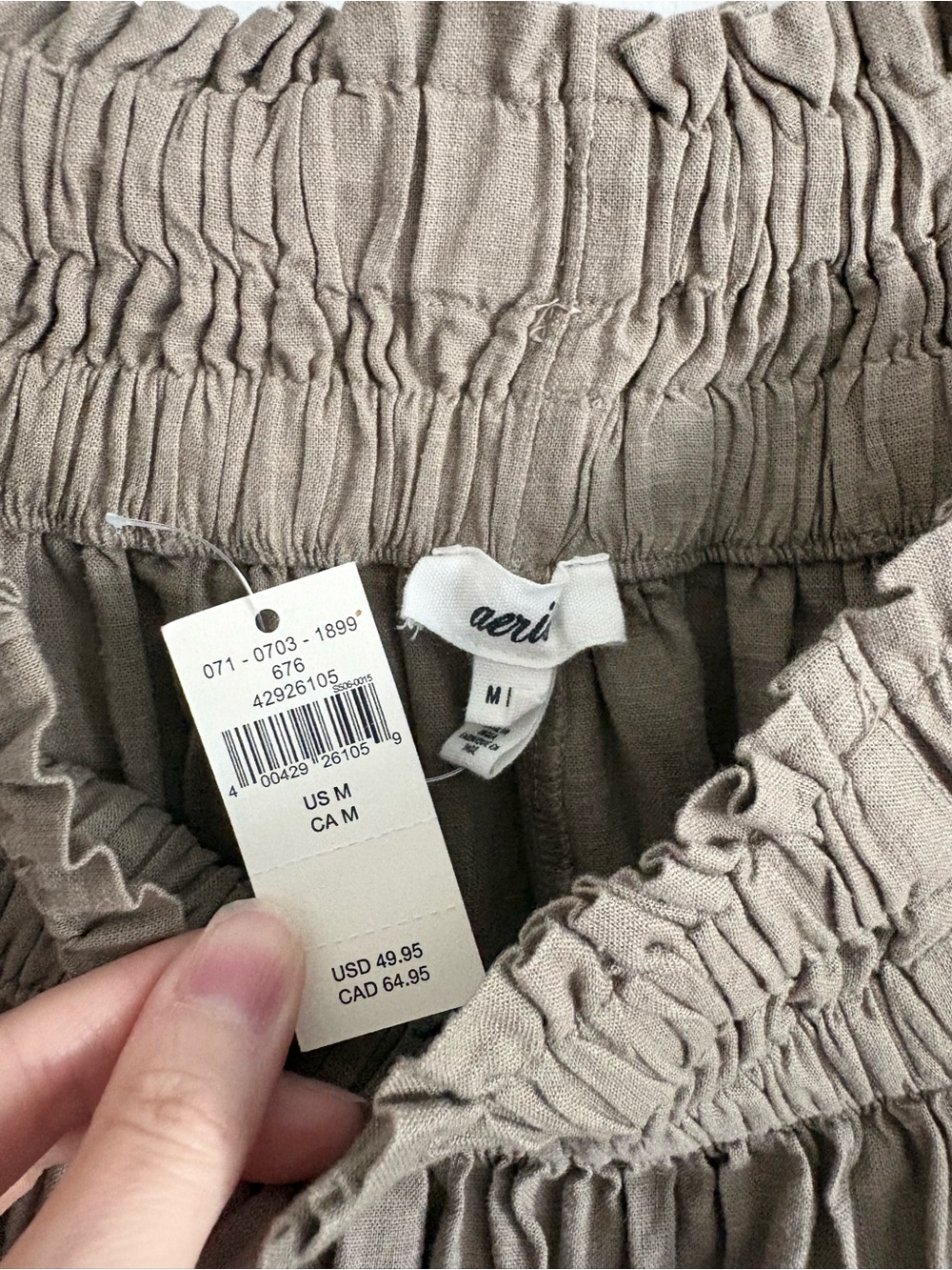 Aerie Linen Blend Embroidered Mini Skirt in Taupe NEW - Picture 5 of 5